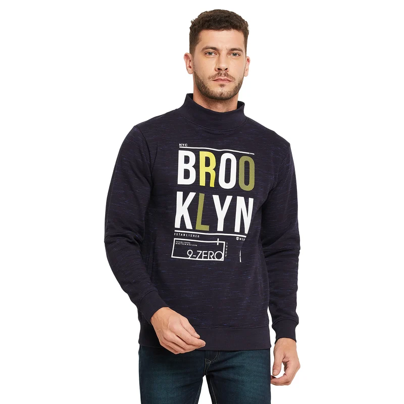 Duke Urban Men High Neck Sweatshirt (LF3874) XL / Navy Fancy / Printed