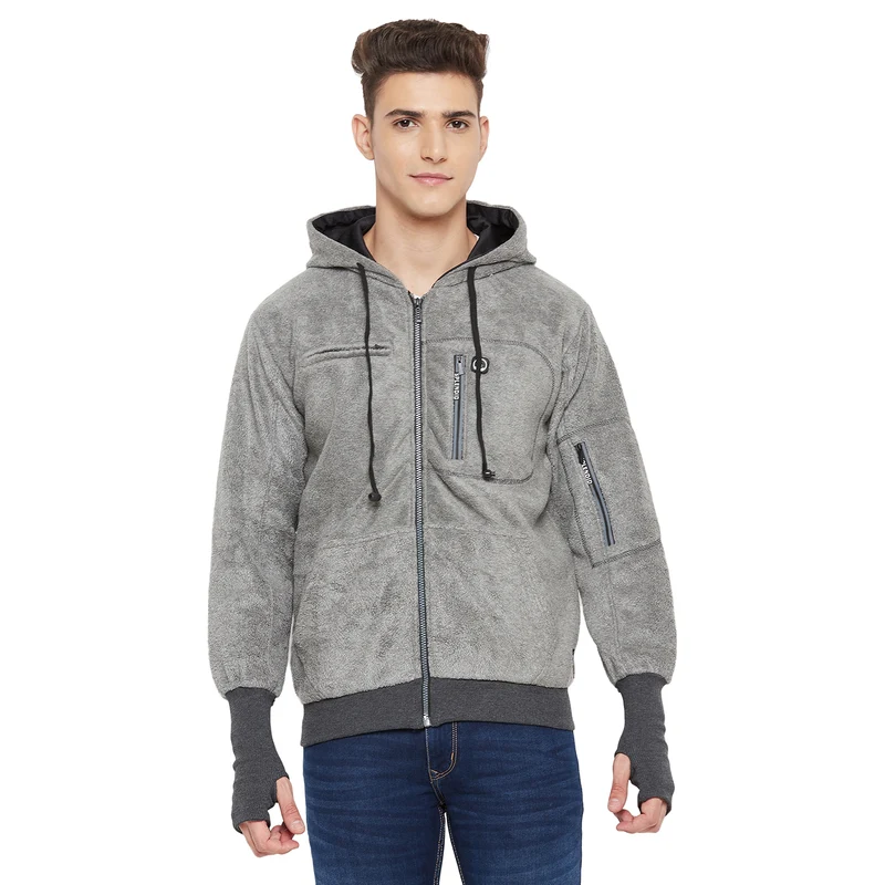 Duke Urban Men Hooded Neck Sweatshirt (LF3883) M.Grey Melange / S / Solid