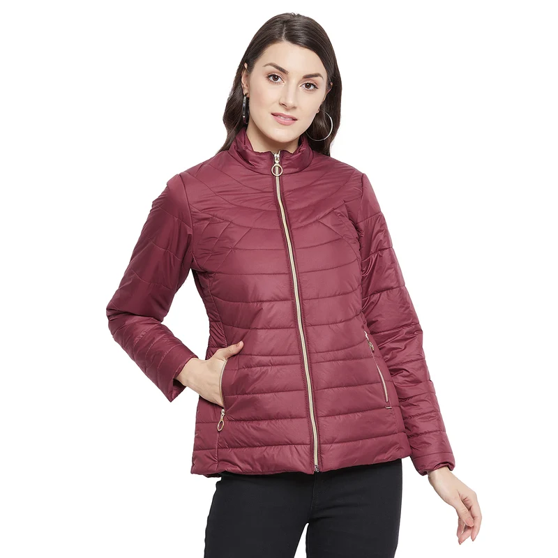 Duke Urban Women Full Sleeve Quilted Jacket (SDZ6740) Brick Red / M / Solid
