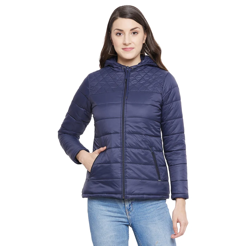 Duke Stardust Women Full Sleeve Quilted Jacket (SDZ6755) Navy / L / Solid