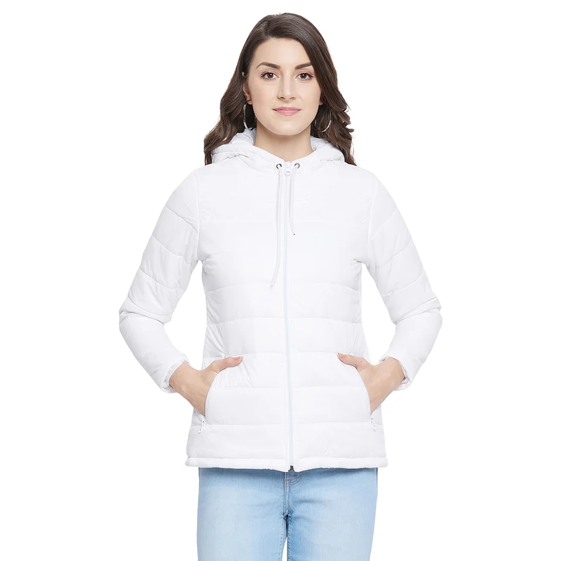 Duke Stardust Women Full Sleeve Quilted Jacket (SDZ6755) White / XXL / Solid