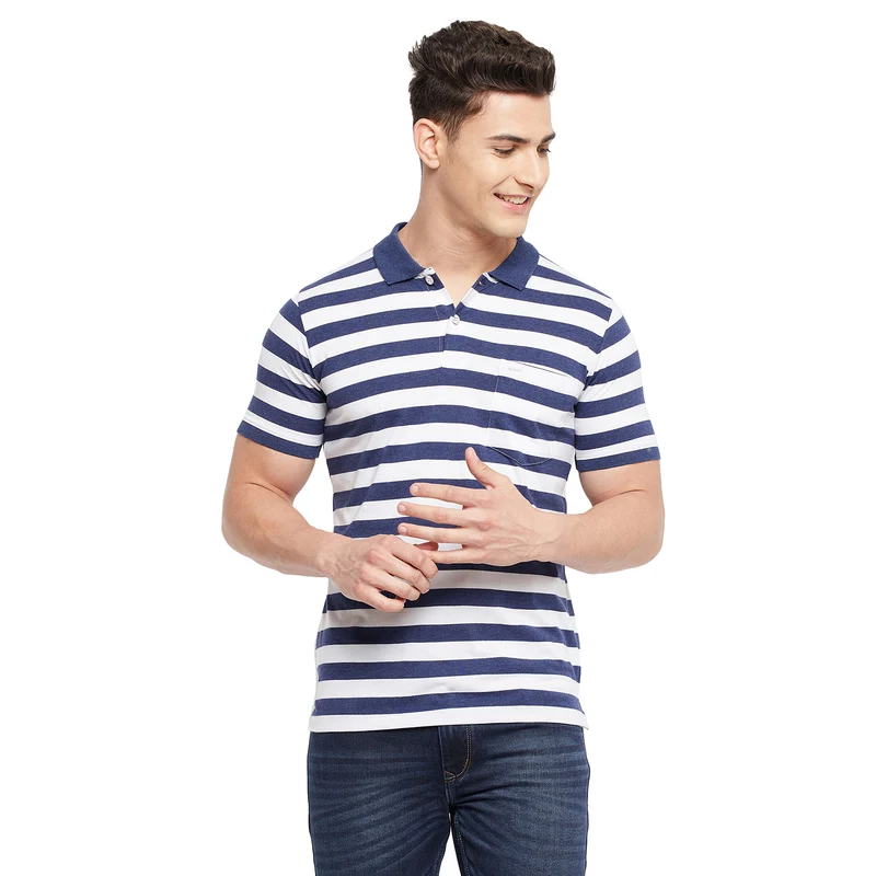 Duke Stardust Men Half Sleeve Cotton T-Shirt (MTLF321) S / Navy Mix / Striped