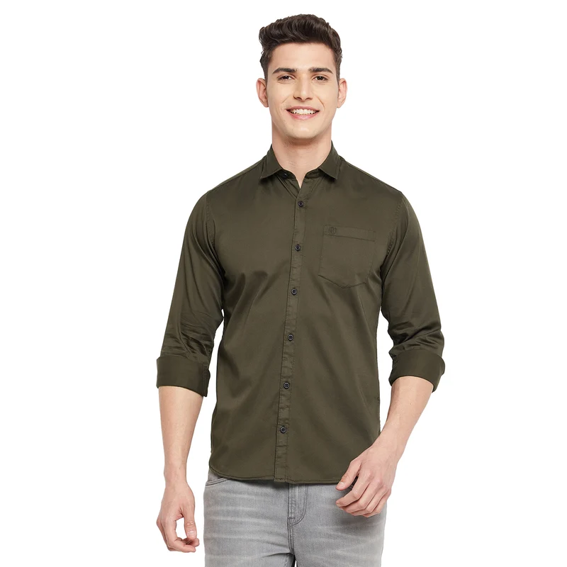 Duke Urban Men Full Sleeve Cotton Shirt (SDO5SATR) XXL / Olive / Solid