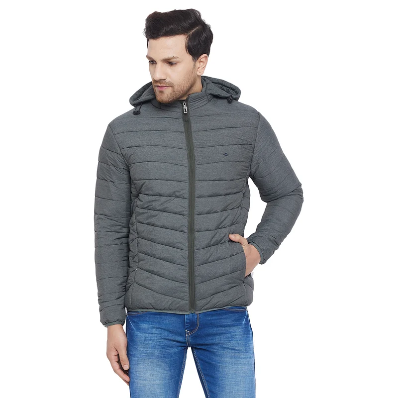 Duke Urban Men Full Sleeve Quilted Jacket (SDZ857) L / Black / Solid