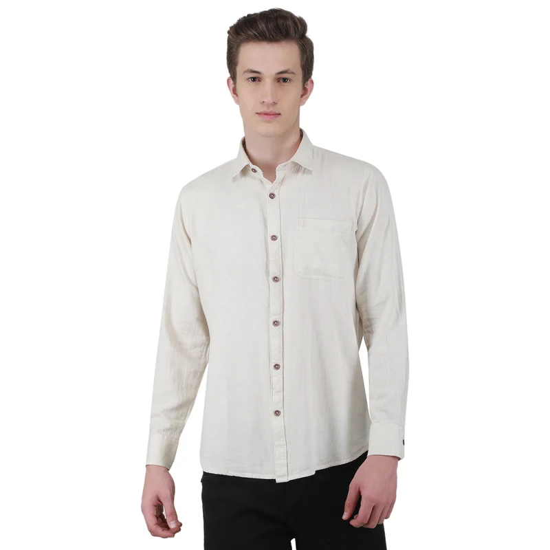Duke Stardust Men Full Sleeve Cotton Shirt (SDO8992Q) Fawn / XL / Solid