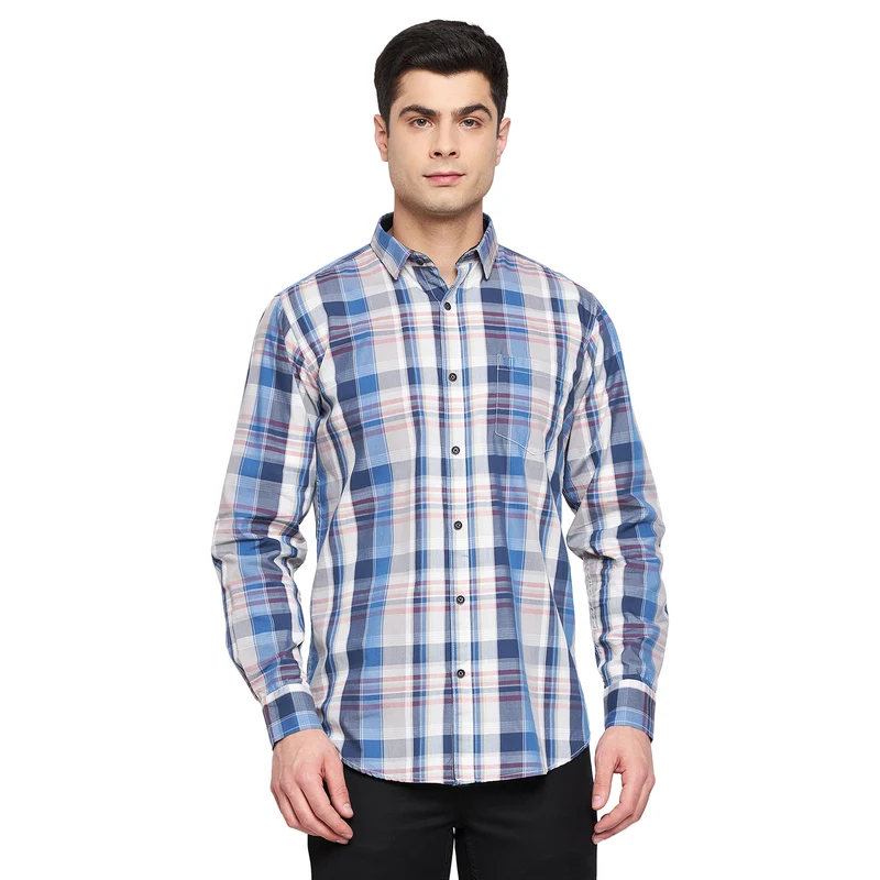 Duke Urban Men Full Sleeve Cotton Shirt (SDO5CKB) XL / Blue / Checkered