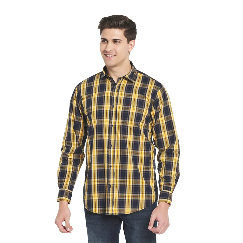 Duke Urban Men Full Sleeve Cotton Shirt (SDO5CKF) XXL / Yellow / Checkered