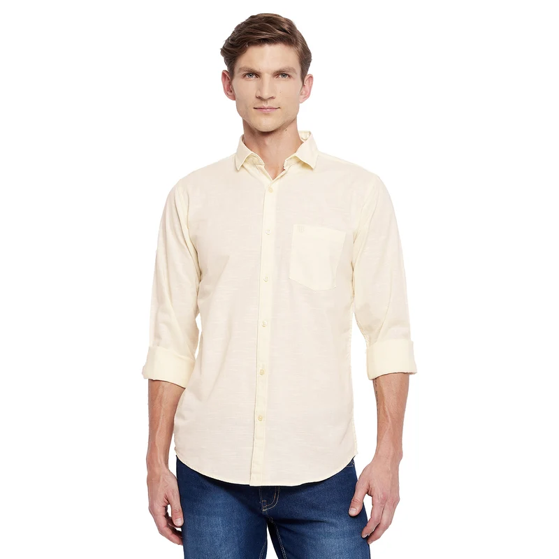 Duke Urban Men Full Sleeve Cotton Shirt (SDO5PLCL) M / Lemon / Solid