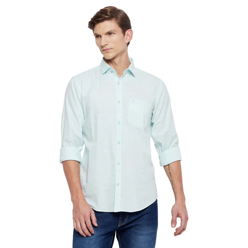 Duke Urban Men Full Sleeve Cotton Shirt (SDO5PLCL) L / Powder Blue / Solid