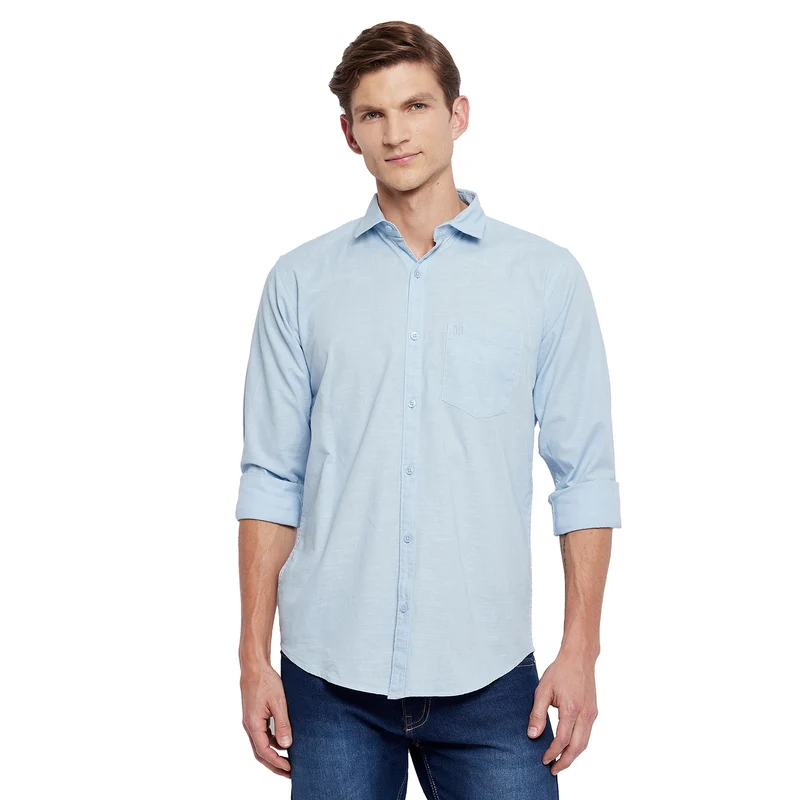 Duke Urban Men Full Sleeve Cotton Shirt (SDO5PLCL) XL / Sky / Solid