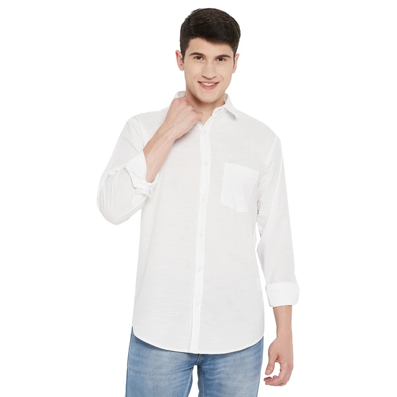 Duke Urban Men Full Sleeve Cotton Shirt (SDO5PLCL) XL / White / Solid