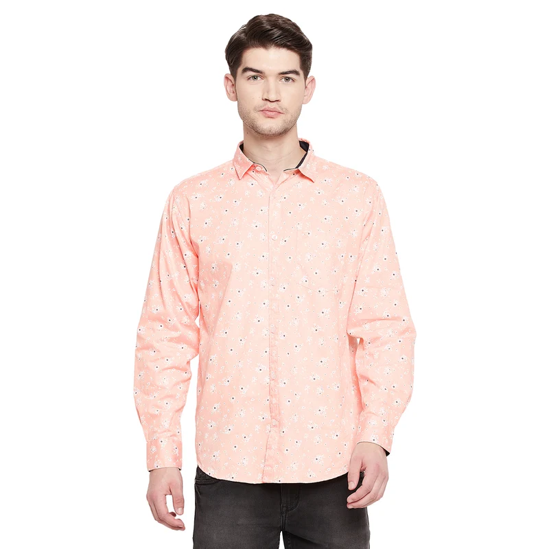 Duke Urban Men Full Sleeve Cotton Shirt (SDO5PRCC) S / Peach / Printed