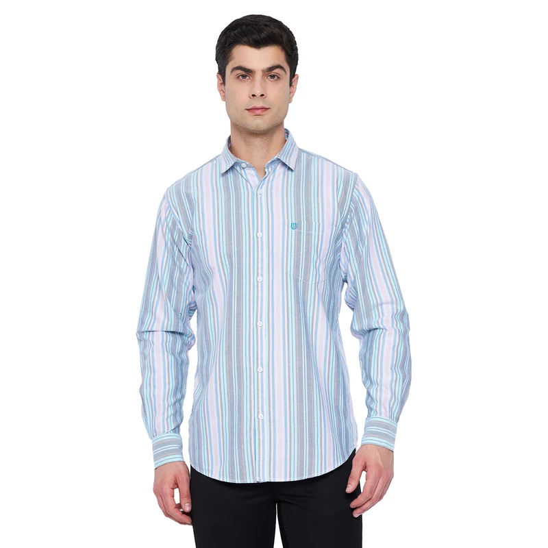Duke Stardust Men Full Sleeve Cotton Shirt (SDO5STD) XXL / Aqua / Striped