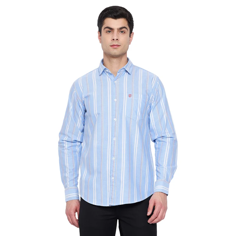 Duke Stardust Men Full Sleeve Cotton Shirt (SDO5STC) XXL / Sky / Striped
