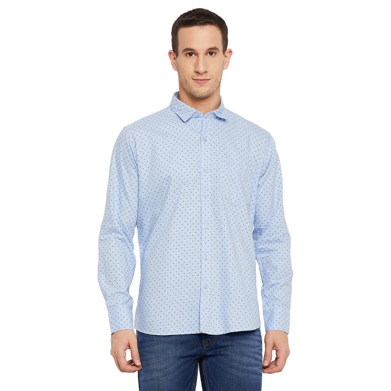Duke Urban Men Full Sleeve Cotton Shirt (SDO8PROC) S / Sky / Printed