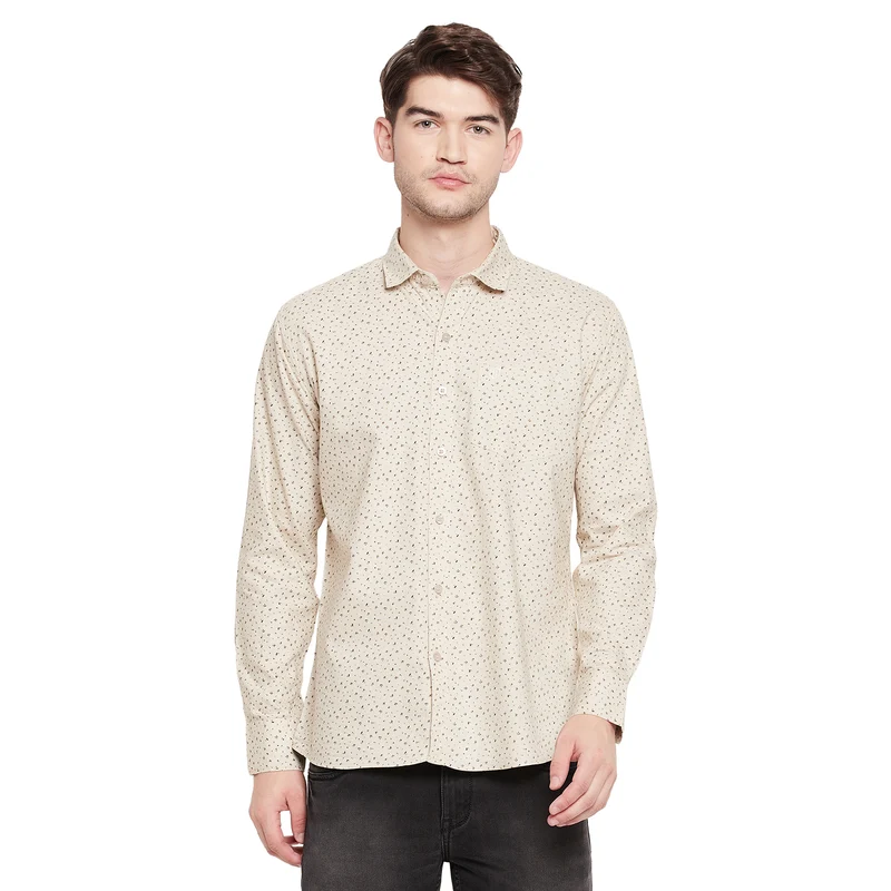 Duke Urban Men Full Sleeve Cotton Shirt (SDO8PROD) M / Beige / Printed