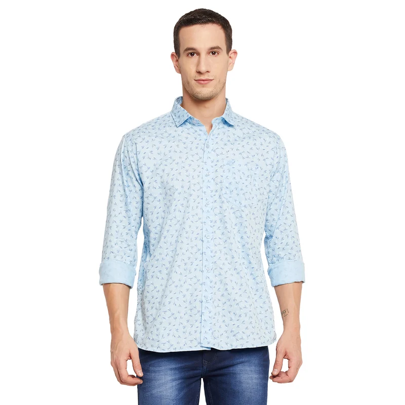 Duke Stardust Men Full Sleeve Cotton Shirt (SDO8PRTH) XL / Sky / Printed