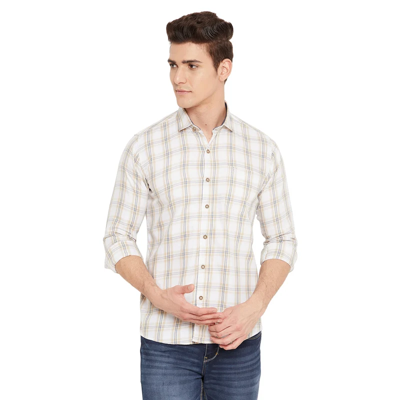 Duke Urban Men Full Sleeve Cotton Shirt (SDO8CKTO) XL / Fawn / Checkered