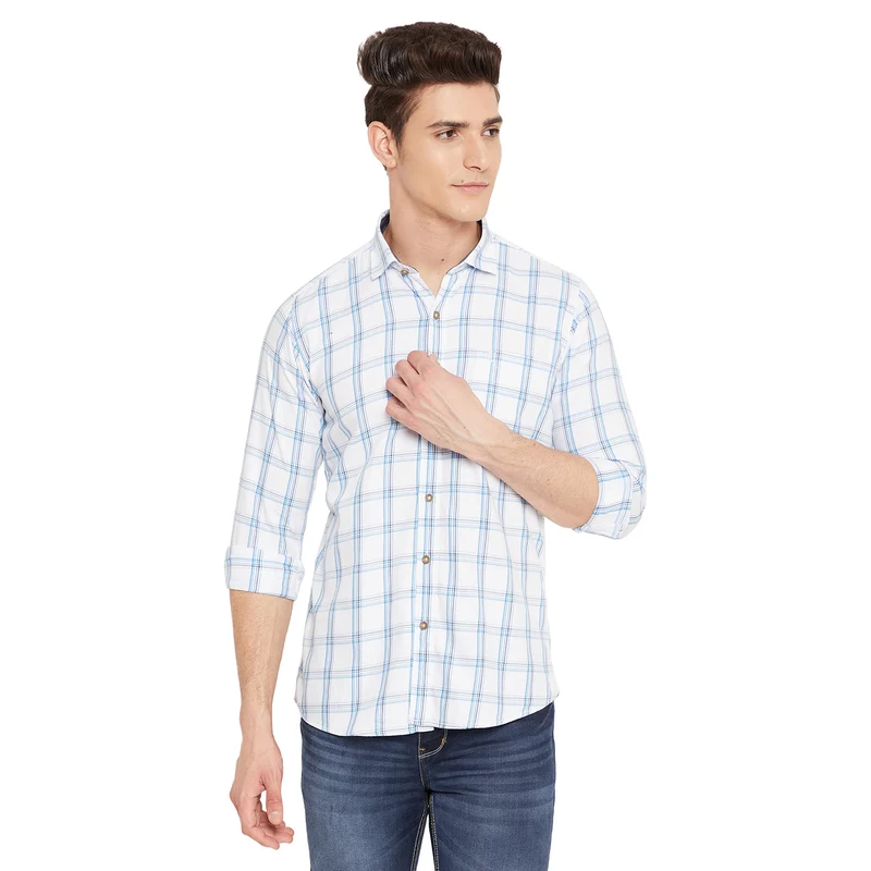 Duke Stardust Men Full Sleeve Cotton Shirt (SDO8CKTR) M / White / Checkered