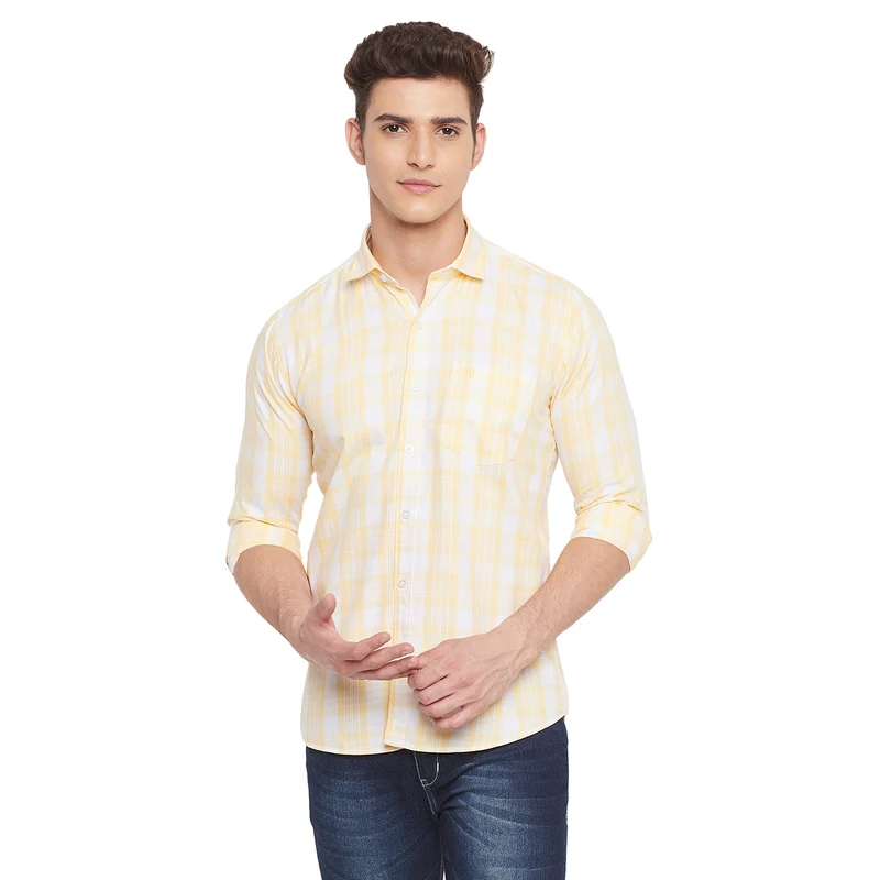 Duke Stardust Men Full Sleeve Cotton Shirt (SDO8CKTT) M / Lemon / Checkered
