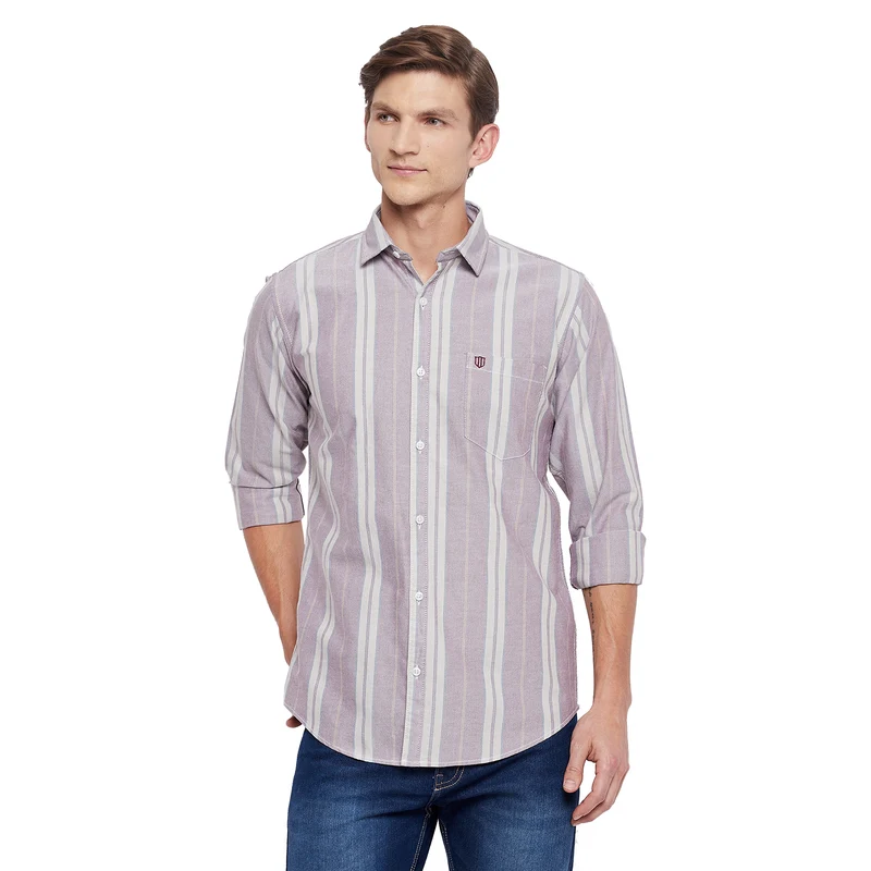 Duke Stardust Men Full Sleeve Cotton Shirt (SDO5STA) M / Wine / Striped