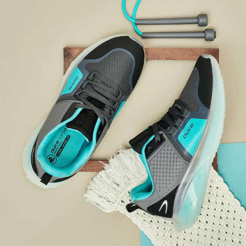 Duke Men Sports Shoes (FWOL1394) Grey Turquoise / 8 UK / Color Block