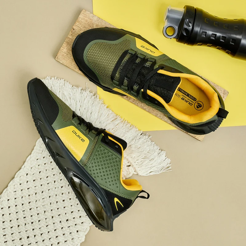 Duke Men Sports Shoes (FWOL1394) Olive Mustard / 6 UK / Color Block