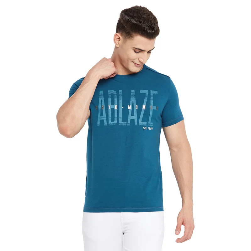 Duke Stardust Men Half Sleeve Cotton T-shirt (LF5234) XXL / Denim / Printed
