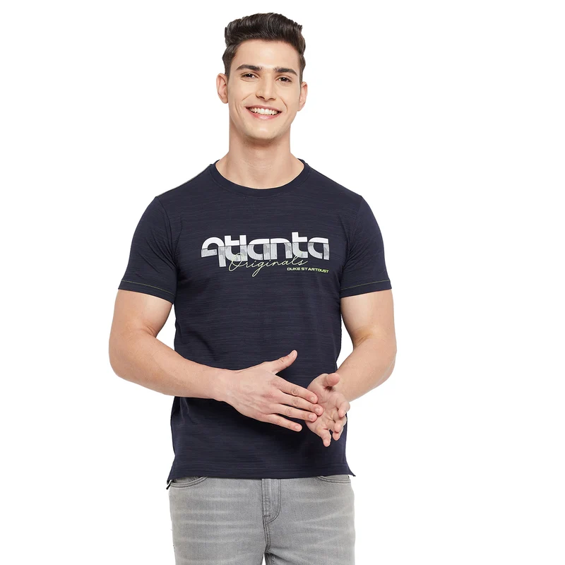 Duke Stardust Men Half Sleeve Cotton T-Shirt (MTLF336) M / D.Navy / Printed