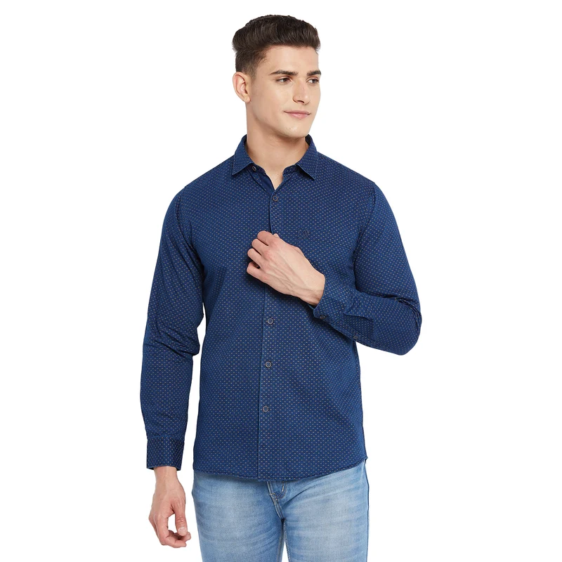 Duke Stardust Men Full Sleeve Cotton Shirt (SDO9002R) XL / Navy Brown / Printed