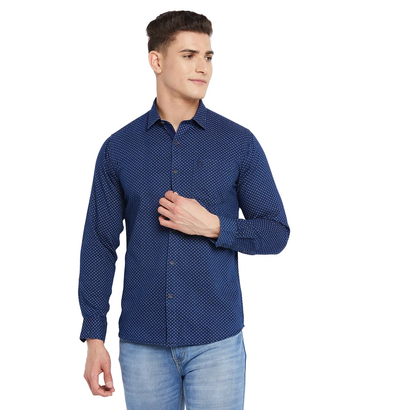 Duke Stardust Men Full Sleeve Cotton Shirt (SDO9002R) XXL / Navy White / Printed