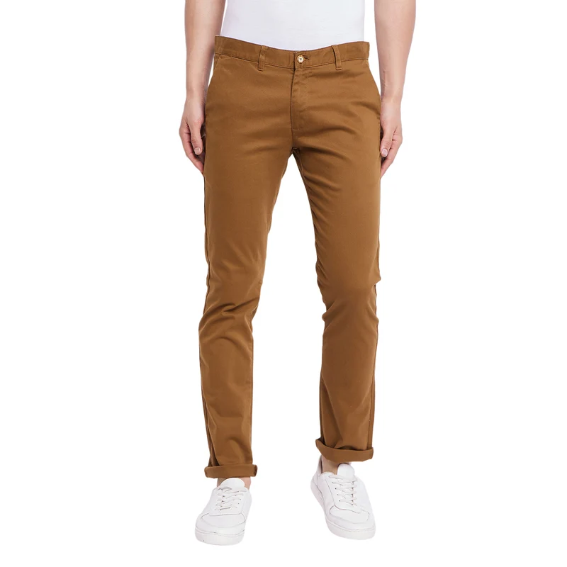 Duke Urban Men Solid Cotton Trousers (SDT4525R) Tan / 34 / Solid