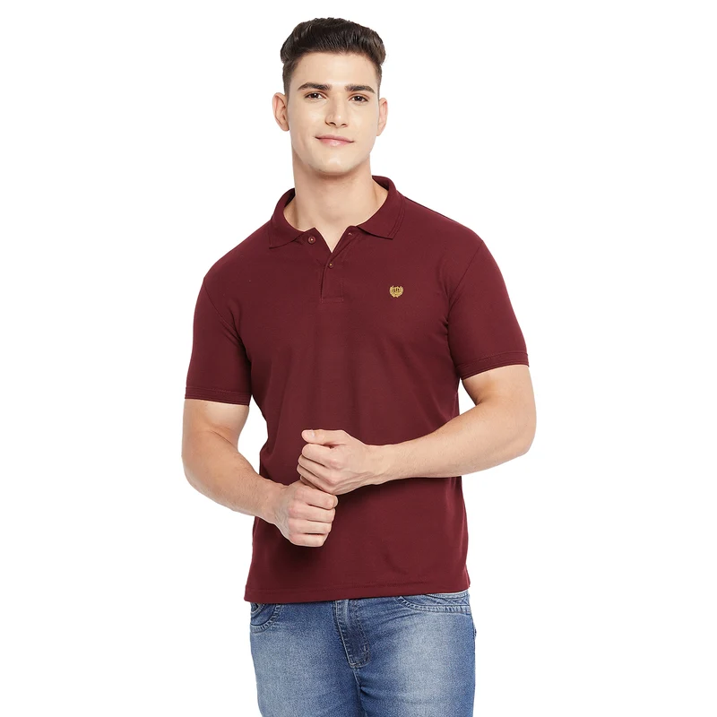 Duke Stardust Men Half Sleeve Cotton T-shirt (SD44) 3XL / Wine / Solid