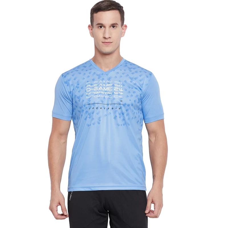 Duke Stardust Men Half Sleeve Sports T-shirt (GD1148) Sky / L / Printed