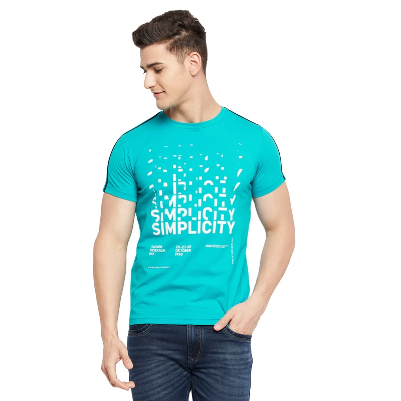 Duke Stardust Men Half Sleeve Cotton T-Shirt (LF5219) Blue Dust / S / Printed