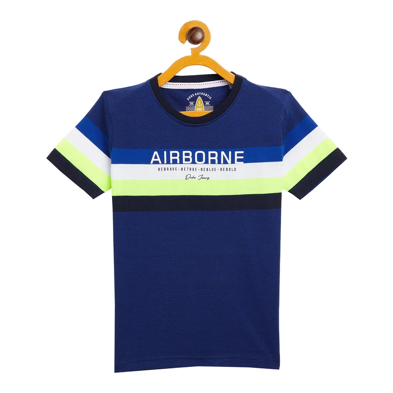 Duke Urban Boys Half Sleeve Cotton T-shirt (LF648) Indigo / 34 / Striped