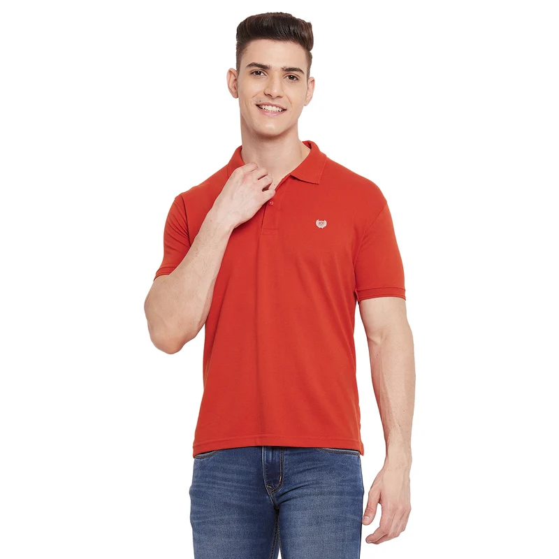 Duke Stardust Men Half Sleeve Cotton T-shirt (SD44) XL / Burnt Orange / Solid