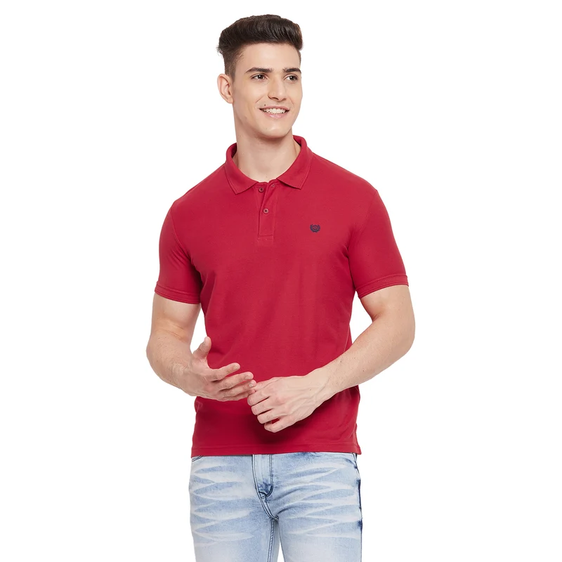 Duke Stardust Men Half Sleeve Cotton T-shirt (SD44) XL / Red / Solid