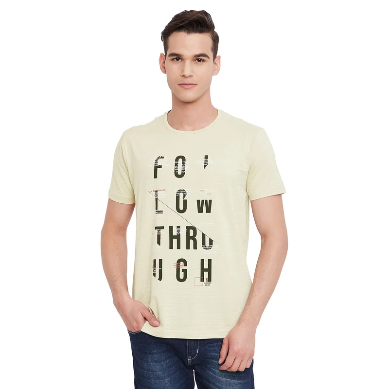 Duke Stardust Men Half Sleeve Cotton T-shirt (LF5217) Fawn / M / Printed