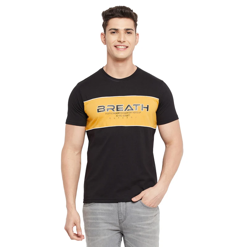 Duke Stardust Men Half Sleeve Cotton T-Shirt (LF5218) Black / XL / Printed
