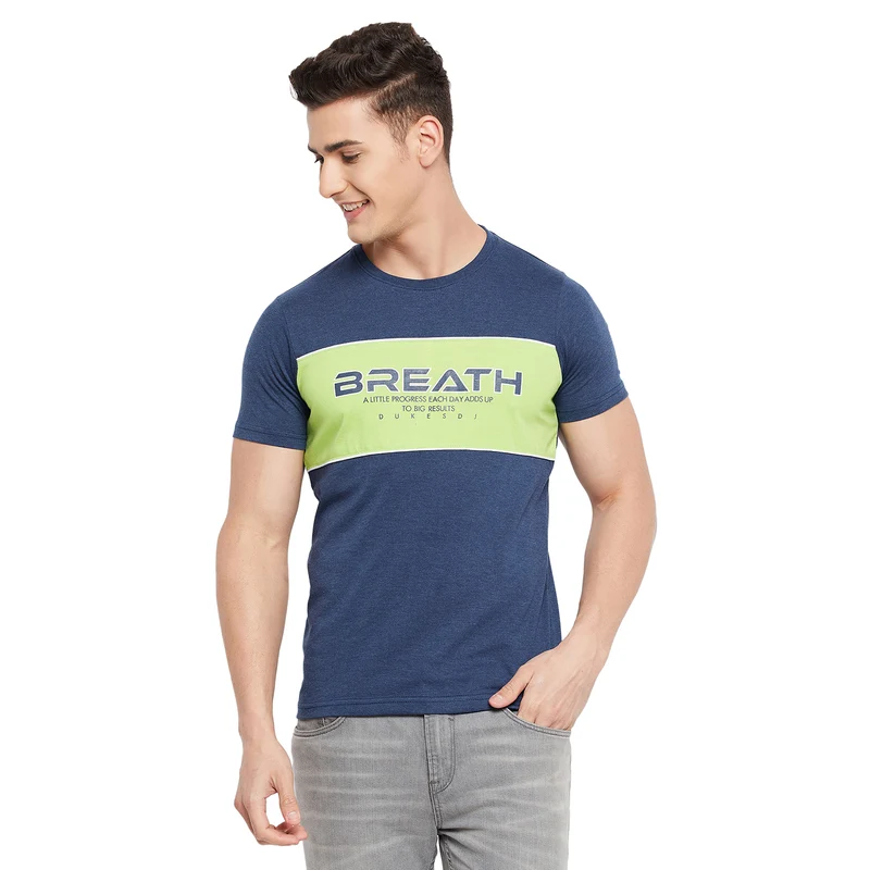 Duke Stardust Men Half Sleeve Cotton T-Shirt (LF5218) Navy Mix / S / Printed