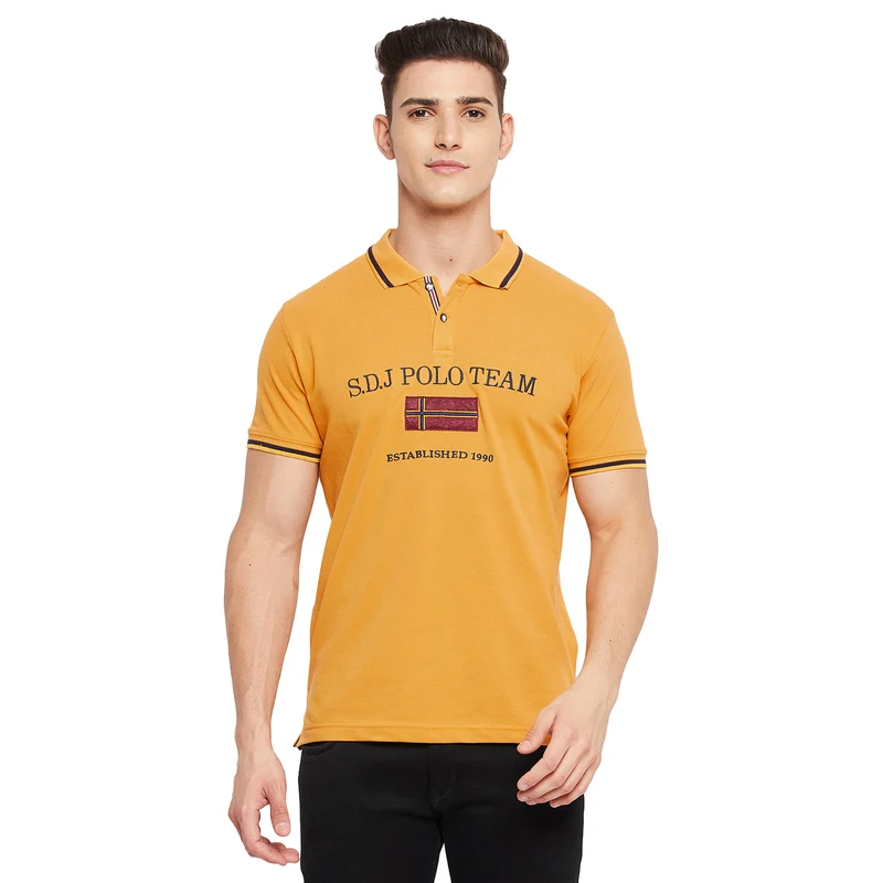Duke Urban Men Half Sleeve Cotton T-shirt (LF5236) Mustard / M / Printed