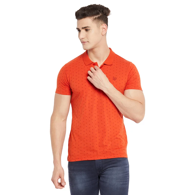 Duke Urban Men Half Sleeve Cotton T-shirt (ONSD46) Burnt Orange / M / Printed