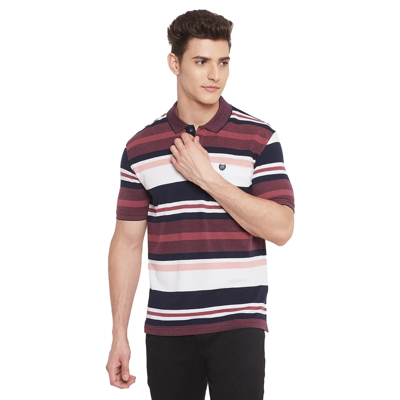 Duke Stardust Men Half Sleeve Cotton T-shirt (LF5303) M / D.Navy / Striped