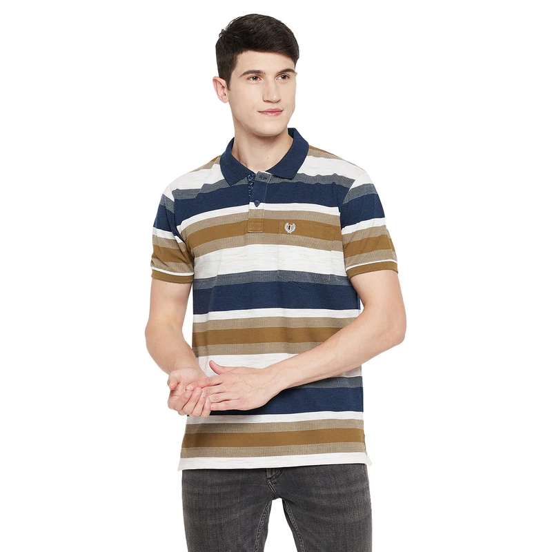 Duke Stardust Men Half Sleeve Cotton T-Shirt (LF5318) M / Autumn Red / Striped