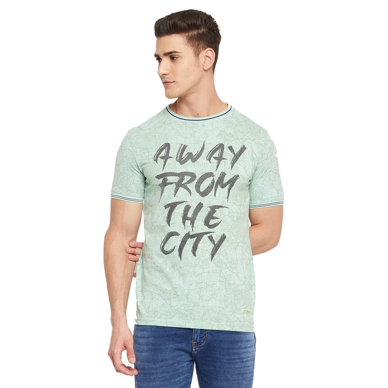 Duke Stardust Men Half Sleeve Cotton T-shirt (LF5342) XL / Sea Pearl / Printed