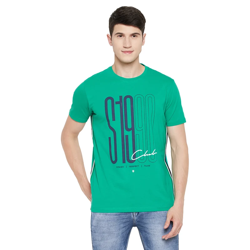 Duke Stardust Men Half Sleeve Cotton T-Shirt (LF5347) Green Moss / XL / Printed
