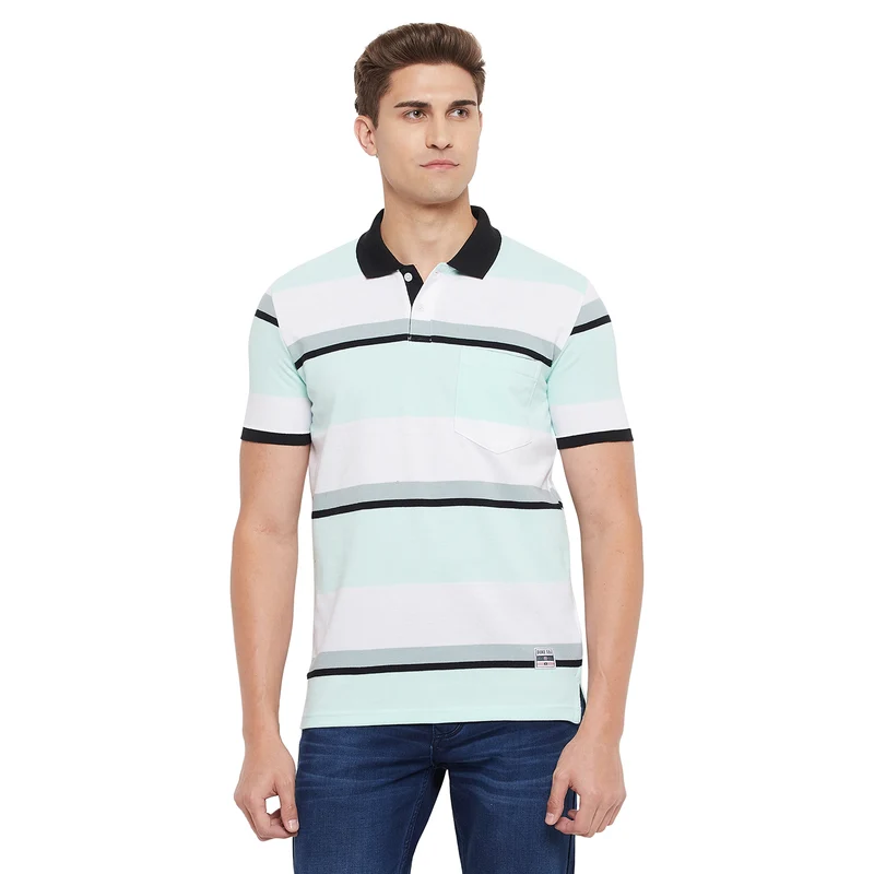 Duke Stardust Men Half Sleeve Cotton T-Shirt (LF5367) S / Powder Blue / Striped