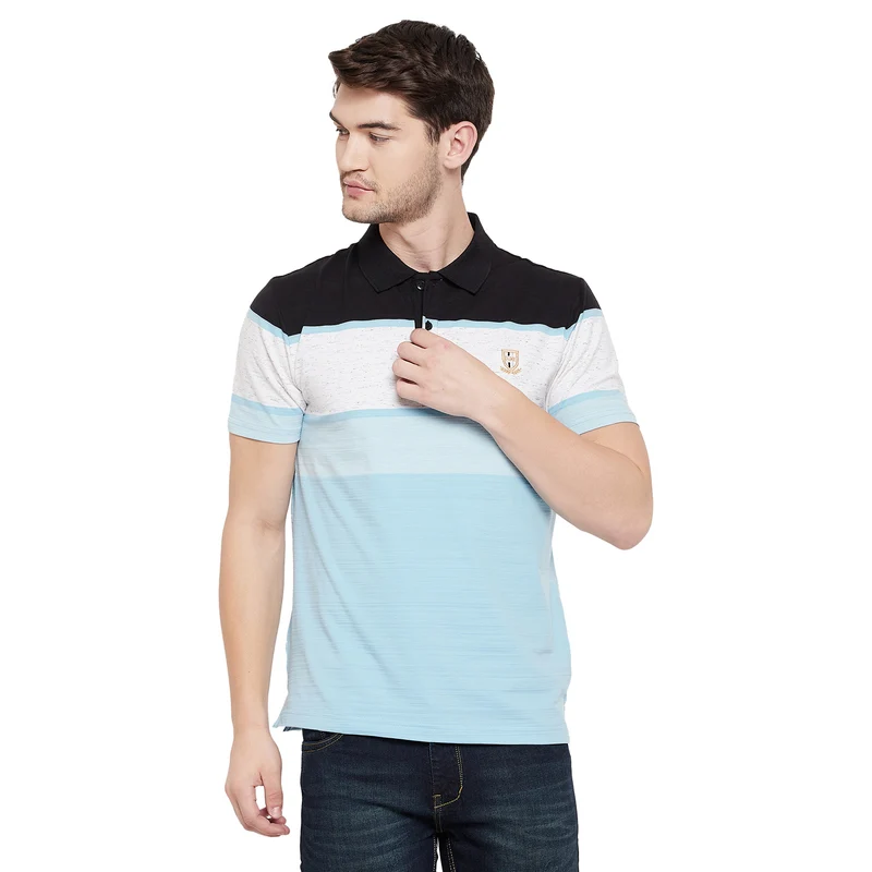 Duke Stardust Men Half Sleeve Cotton T-shirt (LF5374) S / Black / Striped