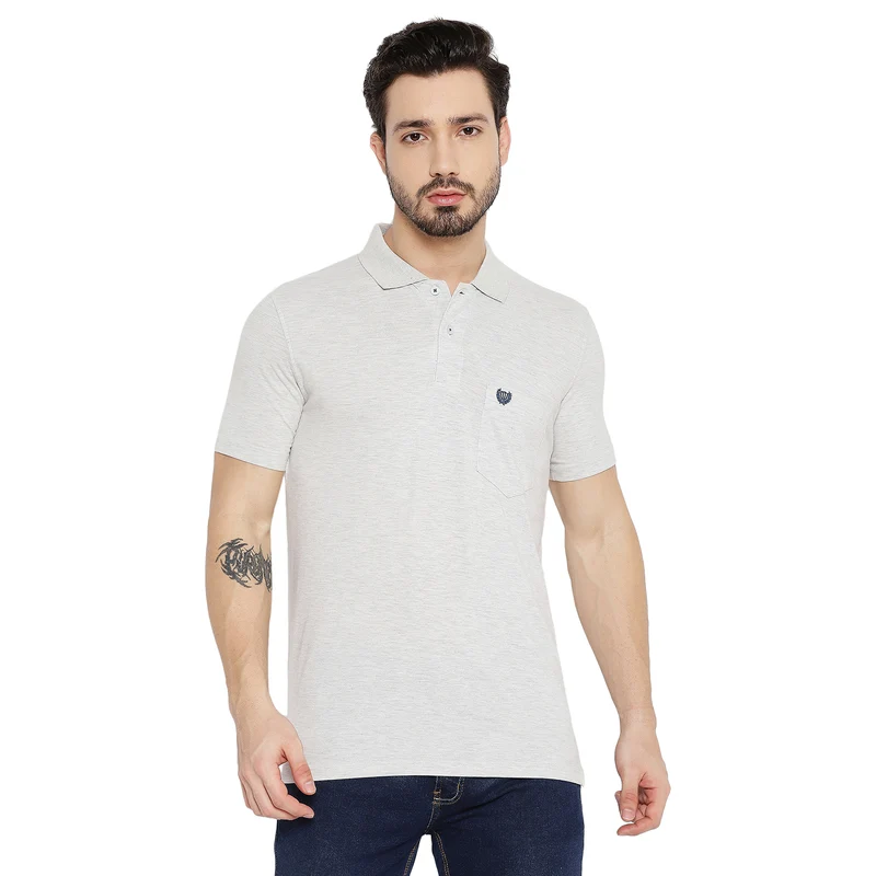 Duke Urban Men Half Sleeve Cotton T-shirt (SD43) M / L.Grey Melange / Solid